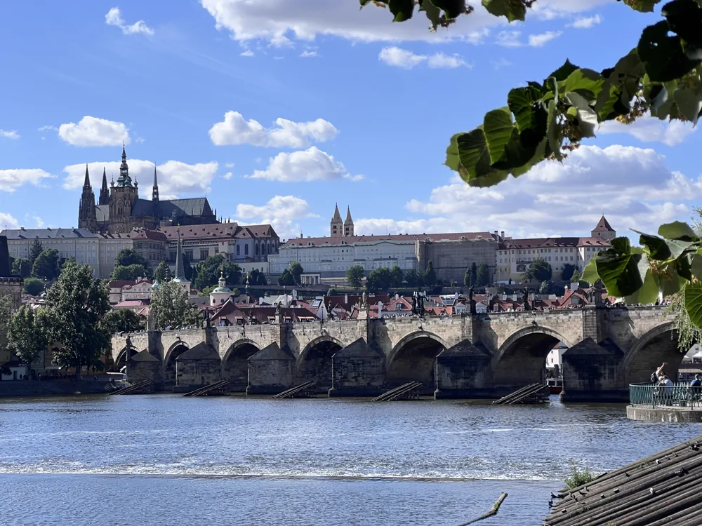Prague Castle and Charles Bridge across the Vltava River